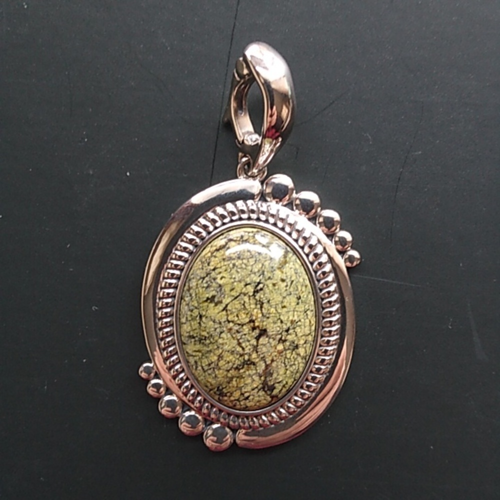 American West Carolyn Pollack Large Green Serpentine Pendant Enhancer 925 Silver